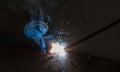 SMAW Ã¢â¬â Shielded metal arc welding and welding fumes. Royalty Free Stock Photo